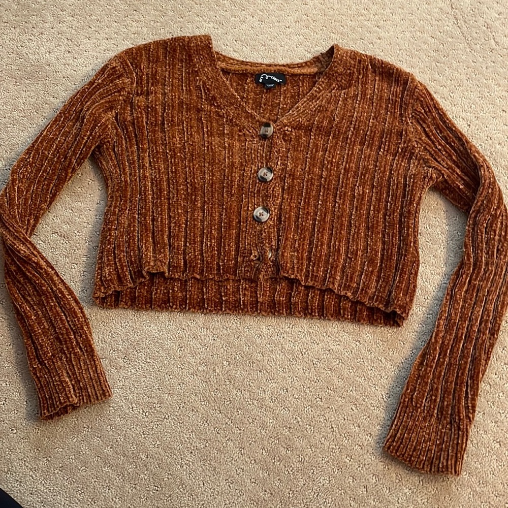 Girls brown button sweater